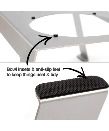 PetFusion Elevated Dog and Cat Bowls - Premium Anodized Aluminum Feeder with US Food Grade Stainless Steel Raised Bowls (Short 4 Metallic Gray) - Buy Online on GoSupps.com