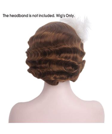 Buy Reeves 1920s Short Wig - Vintage Finger Wave Ash Brown - Loose Synthetic Cosplay & Flapper Costume Wig for Women - Buy Online on GoSupps.com