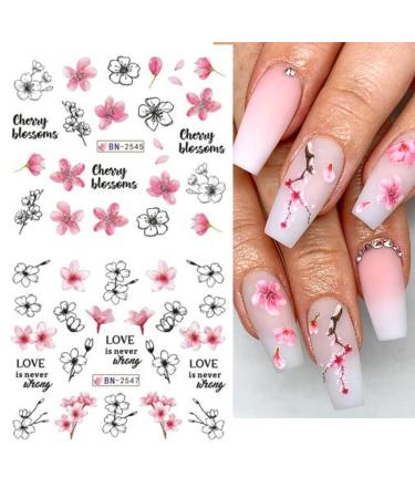 12PCS Sakura Nail Sticker Decals - Cherry Blossom Transfer Foil for Nail Art | Spring Floral Water Slider Accessory - Buy Online on GoSupps.com