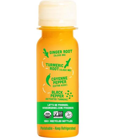 Vive Organic Immune Support Shot - Cold-Pressed Ginger Turmeric & Cayenne - Gluten-Free Vegan - 2 Fl Oz (Pack of 12) - Buy Online on GoSupps.com