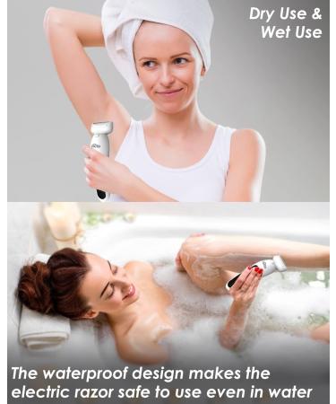 Vacto Electric Razor for Women with LED Light - Rechargeable Bikini Trimmer and Shaver for Body Hair Removal - White (Upgraded) - Buy Online on GoSupps.com