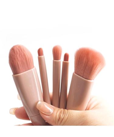MJ JOMAY Mini Makeup Brush Set with Mirror - Professional Travel Set for Face, Eyebrow, Blush, and Lip Gloss - Pink - Buy Online on GoSupps.com