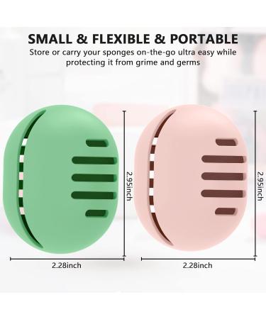 Fauxomor Make-Up Sponge Holder - 2-Pack Breathable Silicone Travel Bag for All Sizes - Pink & Mint Green - Buy Online on GoSupps.com