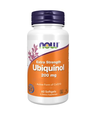 Now Foods Extra Strength Ubiquinol 200mg Kaneka Ubiquinol 60 Softgels Laboratory Tested Gluten Free Soy Free Non-GMO