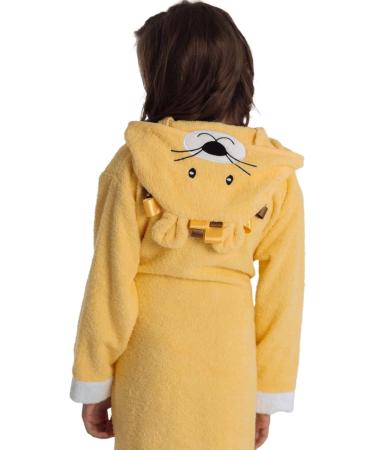 Ely Parker Kids Bathrobe - Super Soft Turkish Cotton Hooded Towel for Boys & Girls Lion Yellow Age 13-14 - Buy Online on GoSupps.com