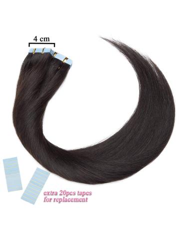 Elailite Real Hair Tape Extensions - 40 Pieces 18 (45cm) 100g Remy Human Hair #1B Natural Black - Buy Online on GoSupps.com