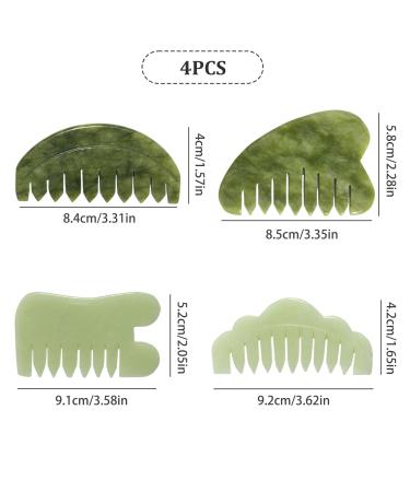 Natural Jade Comb Set - 4 Styles for Scalp & Face Gua Sha Massage | Stress Relief & Relaxation Gifts - Buy Online on GoSupps.com