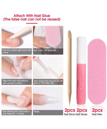 100pcs Artificial Nail Tips - 5 Sizes 2 Colors Boxed with Glue - Perfect for Nail Design - Buy Online on GoSupps.com