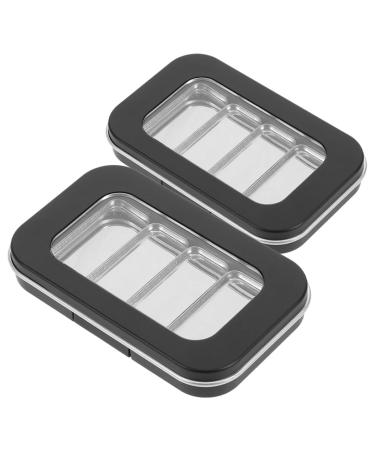 NUOBESTY Lot de 2 Plateaux Magn tiques Maquillage Vides Palette Compacte 4 Fentes en Plastique Noir Mat Couvercle Fen tre Transparent Rangement Pratique pour Fards Paupi res et
