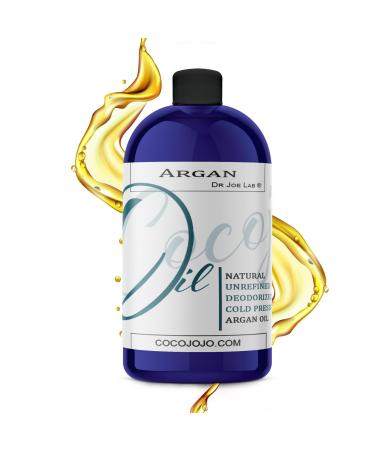Dr Joe Lab Argan Nut Oil Deodorized 16 oz Pure Natural Moroccan Unrefined Unscented Cold Pressed Virgin - for Hair Skin Body Nail Beard - Marrakesh Oil - Packaging May Vary 16 Fl Oz (Pack of 1)