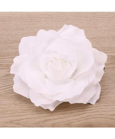 Solustre Rose Flower Hair Clips Brooch Artificial Big Rose Hairpin Pin up Flower Brooch for Women Girls Party (White) - Buy Online on GoSupps.com