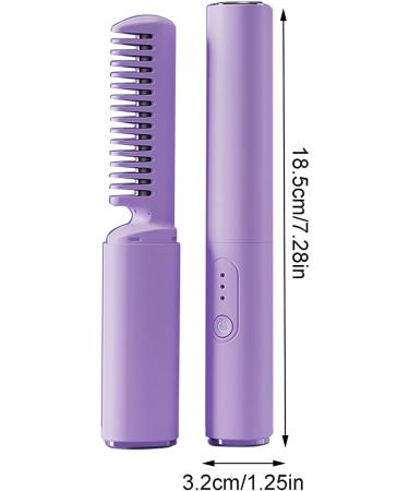 1/3 Hair Straightener & Smoothing Brush - Fast Heating Portable Electric Hair Flat Iron Comb in Purple - Buy Online on GoSupps.com