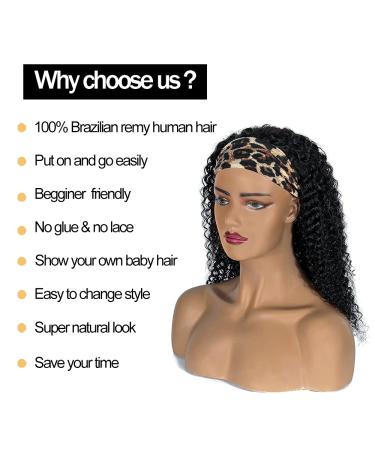 SIADEE Brazilian Curly Human Hair Headband Wig for Black Women - 14 Inch, 150% Density Natural Black, Glueless None Lace Front, Machine Made - Pack of 1 - Buy Online on GoSupps.com