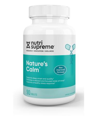 NUTRI-SUPREME RESEARCH Calm Tablets: Nature's Calm Dietary Supplement - Natural Relief of Stress Anxiousness Nervousness Sleeplessness and Irritability and Improved Sleep - 90 Tablets