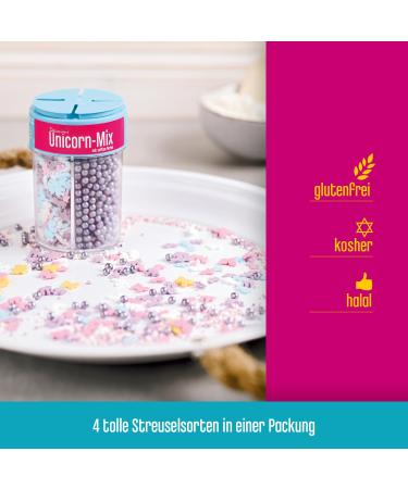 Decocino Unicorn Mix - 90g Sugar Pearls & Streukonfetti for Cake Muffins & Fondant Decoration - Buy Online on GoSupps.com