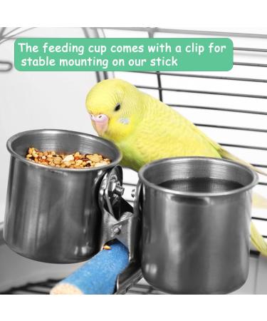 Taicols Stainless Steel Bird Food Bowls - 2-Piece Feed Cup Set with Clip for Parrots & Cage Dispensers - Buy Online on GoSupps.com