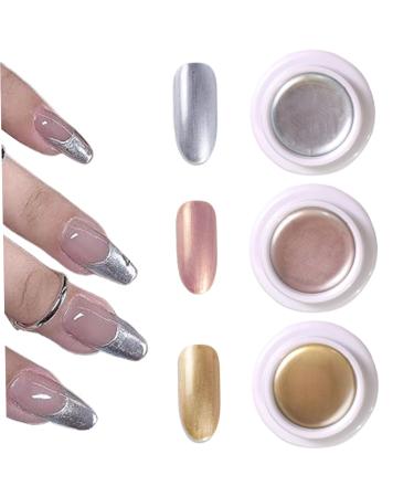 Chrome Nail Polish 3PCS Metallic Gel Nail Polish 3 Grams Fast Drying Metallic Nail Polish Long Lasting 3D Gel Nail Art Chrome Gel Polish Perfect for Nail Painting Design Beauty care products