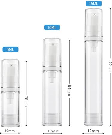Zeoabsy 6-Piece 5ml Transparent Airless Cream Dispenser Pumps Travel-Friendly Cosmetic Lotion Gel Bottles - Buy Online on GoSupps.com