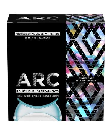 ARC Teeth Whitening Strip Kit with Blue Light, 28 Strips (14 Count Pack)