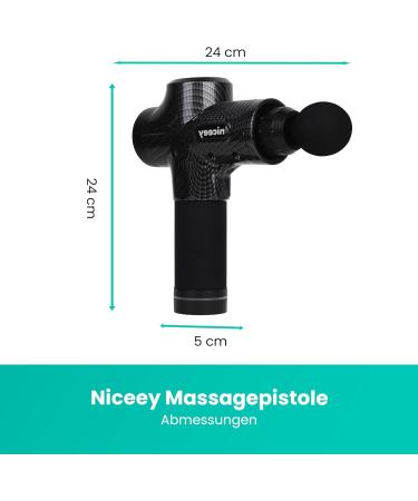 Niceey Massage Gun - 30 Speed Percussion Device for Muscle Relief | Massage Mat & 6 Heads for Shoulder & Back Relaxation - Black - Buy Online on GoSupps.com