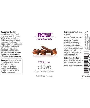 Buy Now Foods Clove Essential Oil 2 fl oz - Natural Aromatherapy & Wellness - Buy Online on GoSupps.com