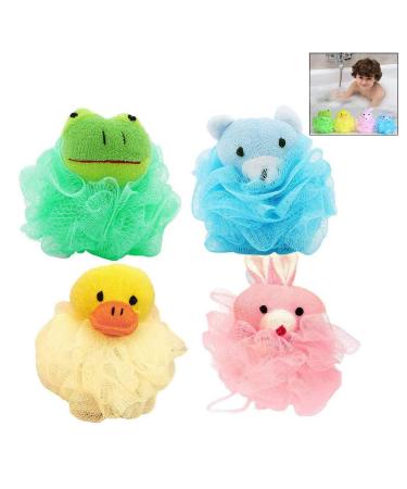 Xrten 4 pieces animal shower sponge cartoon bath sponge soap sponge cute massage sponge bath flower bath ball for children - Buy Online on GoSupps.com