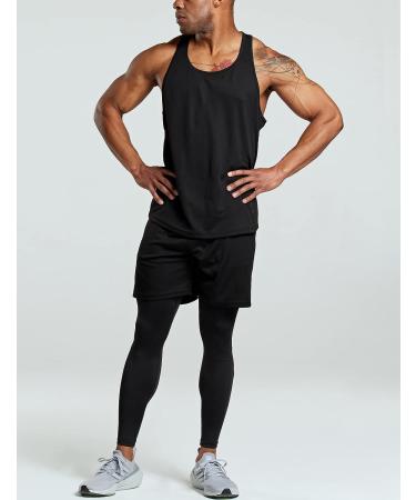 ATHLIO Men's Dry Fit Y-Back Muscle Tank Tops 3 Pack - Black/Charcoal/Navy - Large - Buy Online on GoSupps.com