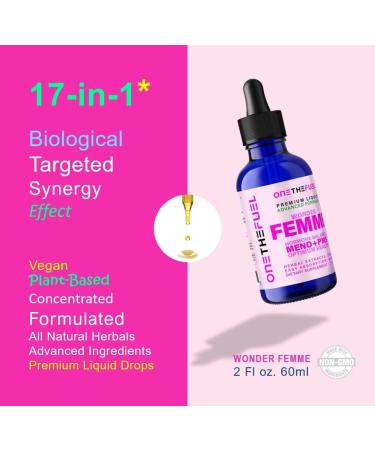 Wonder Femme Plant-Based Menopause Relief Tincture | 100% Natural Hormone Balance Supplement for Hot Flashes & Women s Health | 17 Herbal Ingredients - Buy Online on GoSupps.com