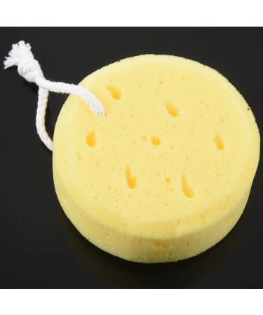 Kangtm Yellow Round Bath Body Shower Soft Sponge w Hanging Loop - Buy Online on GoSupps.com