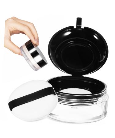 NUSITOU Powder Travel Container Foundation Travel Container Powder Container with Mirror and Puff Portable Travel Size Container Puff Powder Applicator Body Powder Container