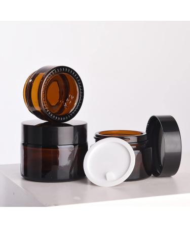 Zeoabsy 6-Piece Brown Glass Cream Box Set (5ml) with Screw Lid & Spatulas - Perfect for Cosmetics & Ointments - International Shipping Available - Buy Online on GoSupps.com
