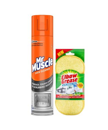 Mr Muscle Oven Cleaner Spray (300 Ml)- Oven BBQ Cleaner Degreaser- for Tough Grease Grime with Scrubbing Pad