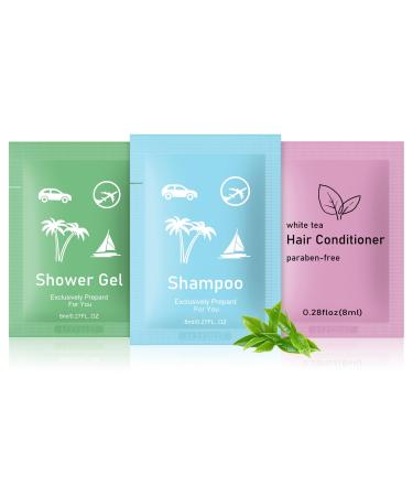 Body Wash Shampoo Conditioner Set Travel 0.28fl Oz Travel Size Shower Gel Set Shampoo and Conditioner Travel Bulk Hotel Supplies Bulk Hygiene Kits for Homeless Guests Hotel (20)