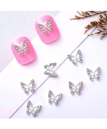 3D Alloy Butterfly Nail Charms - 10pcs Shiny Crystal Metal Gems for Nails | DIY Manicure Jewelry Accessories - Buy Online on GoSupps.com