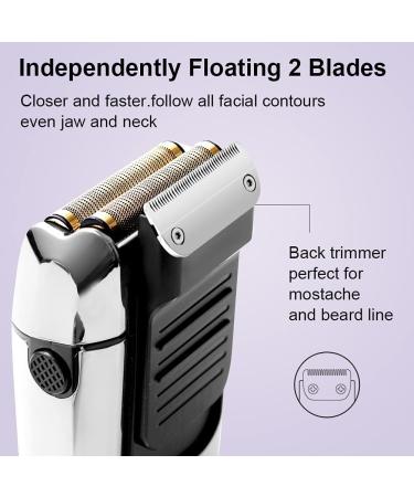 Surker Shaver for Men Electric Shaving Razor 0mm Cordless 2 in 1 Professional Barber Shaver USB Rechargeable(Silver)  - Buy Online on GoSupps.com