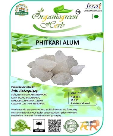 ORGANIZE Organic Green Herb Phitkari Alum Stone 1 kg 1000 GMS Skin Shaving Face Fitkari Phitkari Phitakri