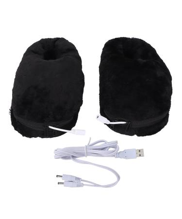 ZLXHDL heated shoes USB heating shoes for men and women washable for outdoor area soft plush electrically heated slippers for heating black