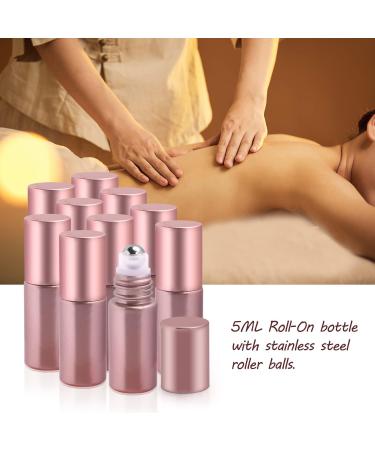 10 Pack Pink Glass Essential Oil Roller Bottles 5ml | Refillable Roll-On with Stainless Steel Ball | Travel Perfume Sample Bottles - Buy Online on GoSupps.com