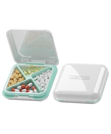 DUBSTAR Pill Case, Small Pill Box - Waterproof Portable Daily Small Pill Case for Purses Pocket Compact Travel Medicine Holder for Vitamins, Fish Oils, Supplements, Medication (White)