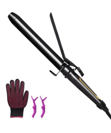 Professional 1 1/4 Inch Curling Iron 1.25 inch Long Barrel Styler Curling Wand for Long Hair Hair Curler Instant Heat with Dual Voltage for Traveling  Hair Waving Style Tool for Girls & Women (Black) 1 Count (Pack of 1)