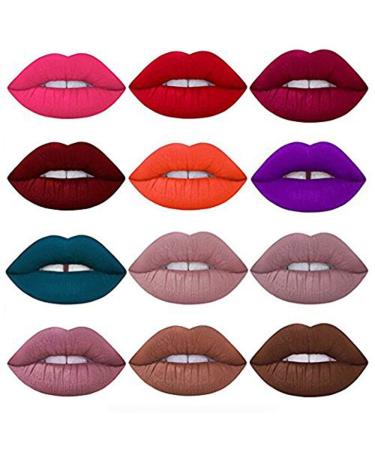 12 Colors Waterproof Matte Lipgloss Set - Long Lasting Liquid Lipstick for Stunning Beauty Makeup - International Shipping Available - Buy Online on GoSupps.com