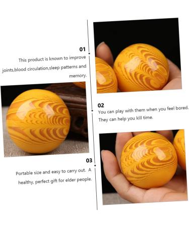 CLISPEED 2pcs Sea Willow Health Ball - Quartz Baoding Lacrosse Balls for Deep Tissue Massage & Muscle Relaxation - Natural Resin Trigger Point Balls - 5x5CM Yellow - Buy Online on GoSupps.com