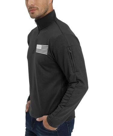 Men's USA Flag Graphic Pocket Pullover | Patriotic 1/4 Zip Stand Collar Sweatshirt - Black XL - Buy Online on GoSupps.com
