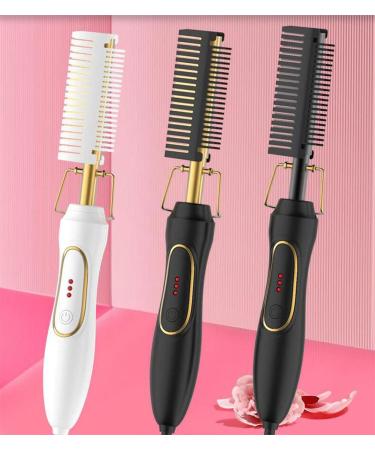Hot Comb Hair Straightener - AC110V Flat Irons & Heating Brush for Women & Men | White & Gold Beard Curler Comb - Buy Online on GoSupps.com