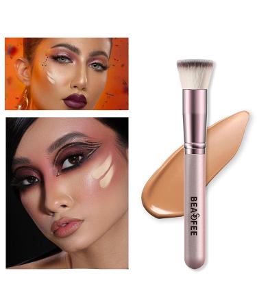 BEASOFEE Small Flat Top Kabuki Makeup Brush - Ideal for Flawless Powder and Cream Application | Durable and Premium Quality | Perfect for Buffing, Blending, and Concealer - 04 Small - Buy Online on GoSupps.com