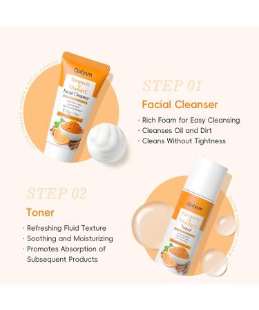 Skin Care Gift Set for Women Turmeric & Vitamin C - 5 Piece Anti Aging Skin Care Kit with Cleanser Toner Serum Eye Cream Face Cream Travel Kit - Buy Online on GoSupps.com