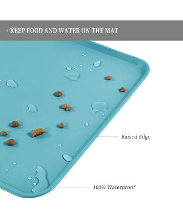 Reopet Silicone Pet Feed Mats - Waterproof Dog & Cat Mats with Elevated Edges (87x57cm) - Turquoise - Best for Mess-Free Feeding - Buy Online on GoSupps.com