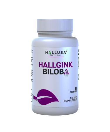 HALLGINK BILOBA Ginkgo Biloba Capsules 120 mg Brain Supplement for Memory Focus & Mental Clarity Natural Cognitive Support 60 Capsules Hallusa Natural