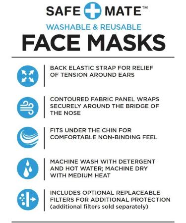Safemate x Case-Mate Cloth Face Mask - Washable & Reusable - Adult L/XL - Black - 3 Pack - Buy Online on GoSupps.com