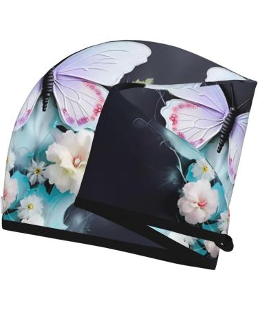 Super Absorbent White Butterfly Dry Hair Cap for Women | Quick Dry Elastic Wrap for Long Thick Hair - Buy Online on GoSupps.com